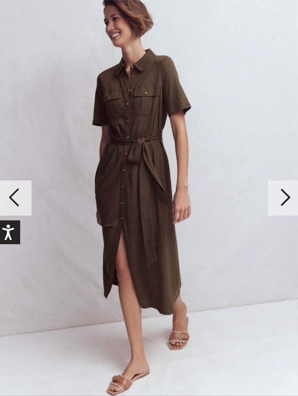 NWT Boden MAVIS Midi Shirt Dress 10 PETITE Bitter Chocolate
